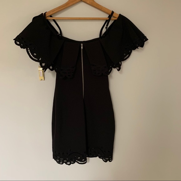 Parker Black Laser-Cut Cold Shoulder Dress - Picture 4 of 5
